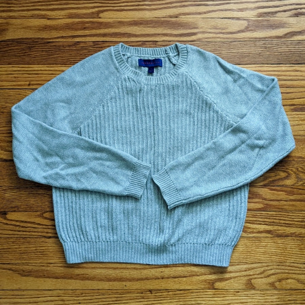 Aeropostale Light Gray Knit Ribbed Sweater